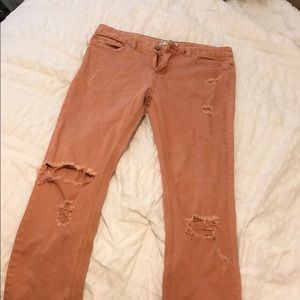 Free People Pink Ripped Skinny Jeans